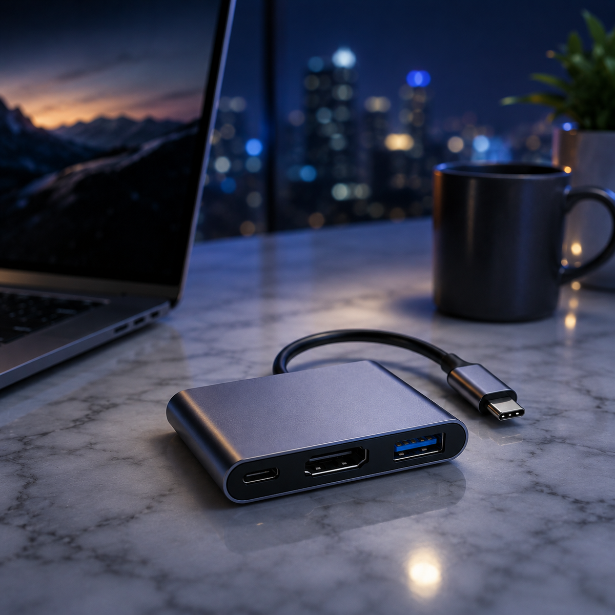 Adaptador MacBook USB-C 3 en 1 multifunción