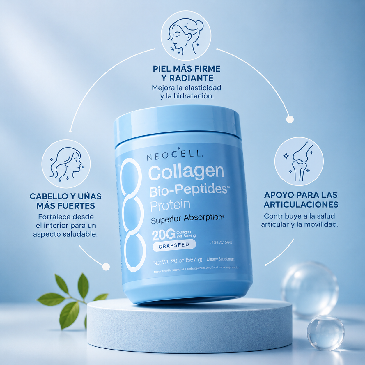 Neocell collagen más energia y beneficio diario.