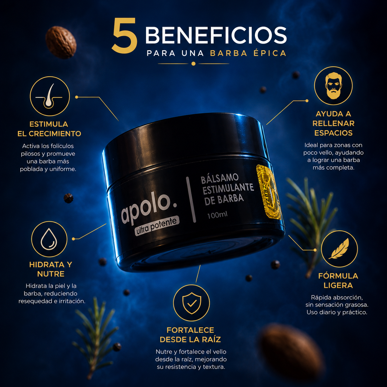 Bálsamo Estimulante de Barba | Crecimiento, fuerza y definición.