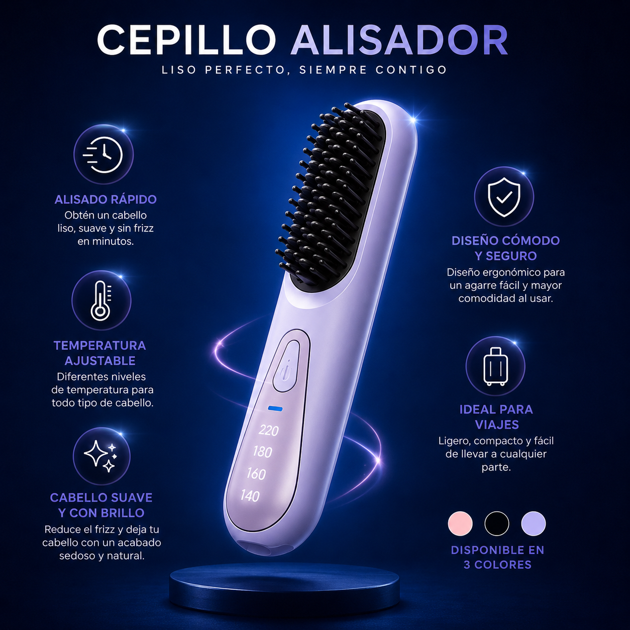Cepillo Alisador 2 en 1 | Cabello liso rápidamente.